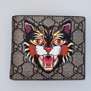 Gucci Beige GG Supreme Canvas Angry Cat Bifold Wallet